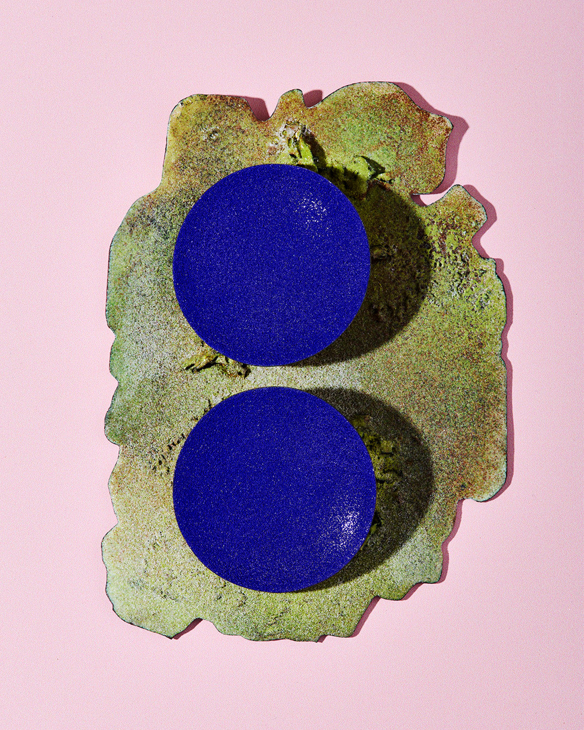 Color Field Disc Earring, Cobalt Blue