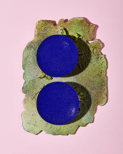 Color Field Disc Earring, Cobalt Blue