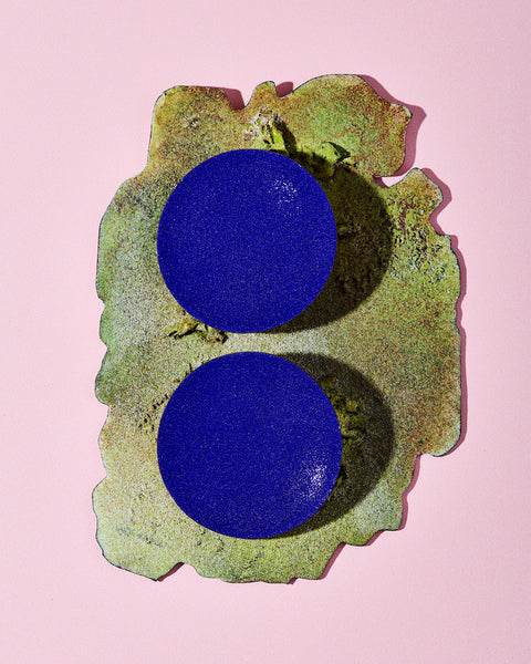 Color Field Disc Earring, Cobalt Blue