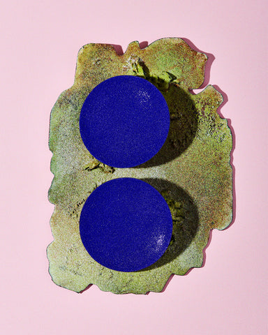 Color Field Disc Earring, Cobalt Blue