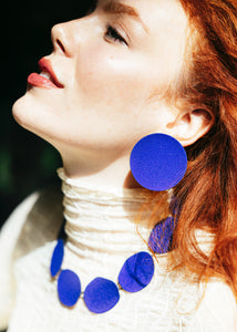 Color Field Disc Earring, Cobalt Blue
