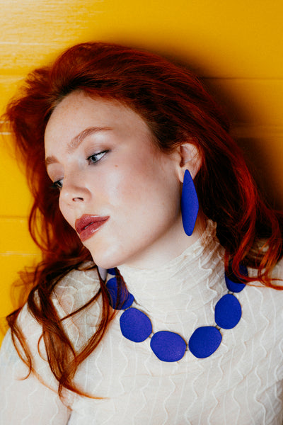 Color Field, Linear Earring, Cobalt Blue