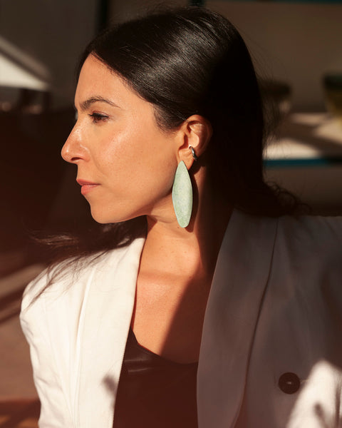 Color Field Earring, Teal+White+Blue Gradient