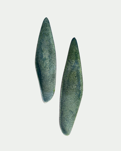Linear Color Field Earring, Teal+Blue Gradient