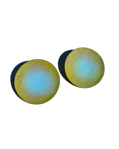 ORB Disc Earring, Blue to Chartreuse Ombré