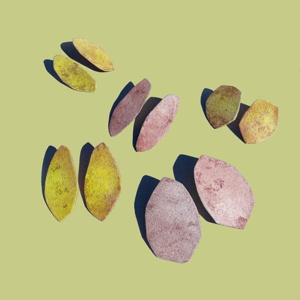 Enamel Palette Studs, Chartreuse+Pink