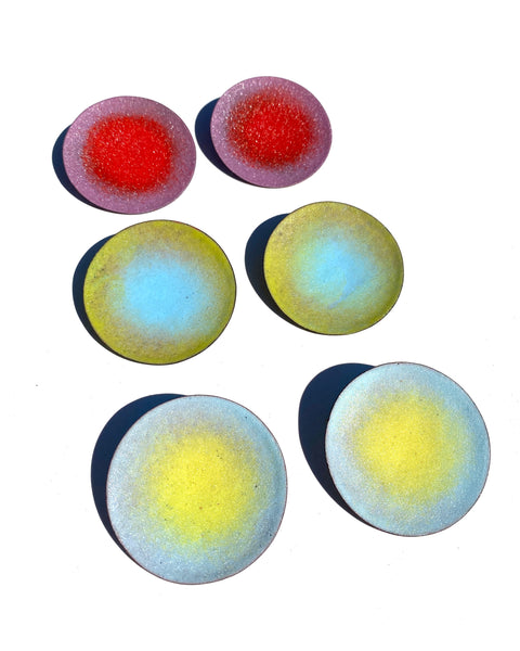 ORB Disc Earring, Blue to Chartreuse Ombré