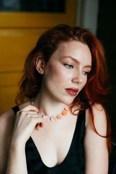 Enamel Necklace Ombré Orange