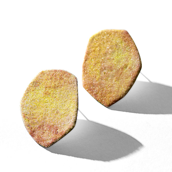 Enamel Palette Studs, Chartreuse+Pink
