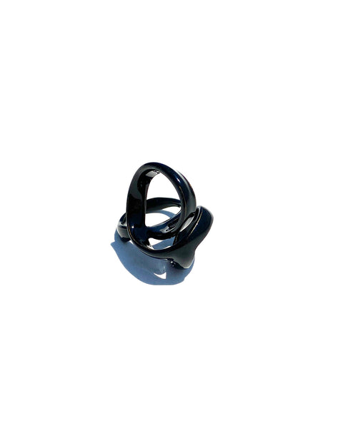 Petite Sculptural Stack Ring, Black