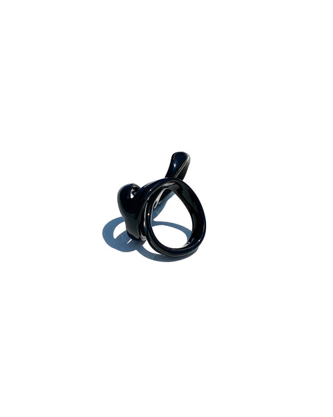 Petite Sculptural Stack Ring, Black