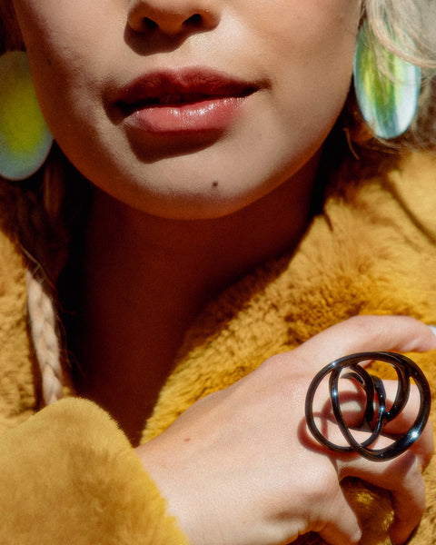 Sculptural Stack Ring, Black