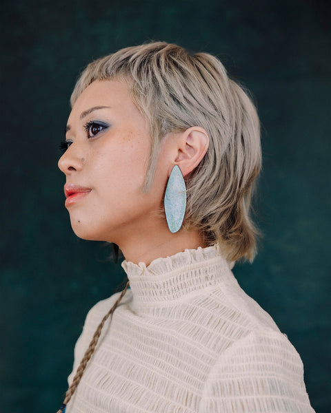 Color Field Earring, Teal+White+Blue Gradient