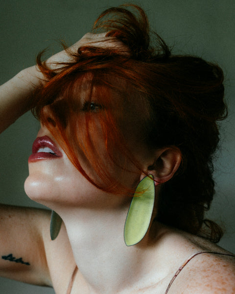 Neon Yellow/Green Color Field Earring