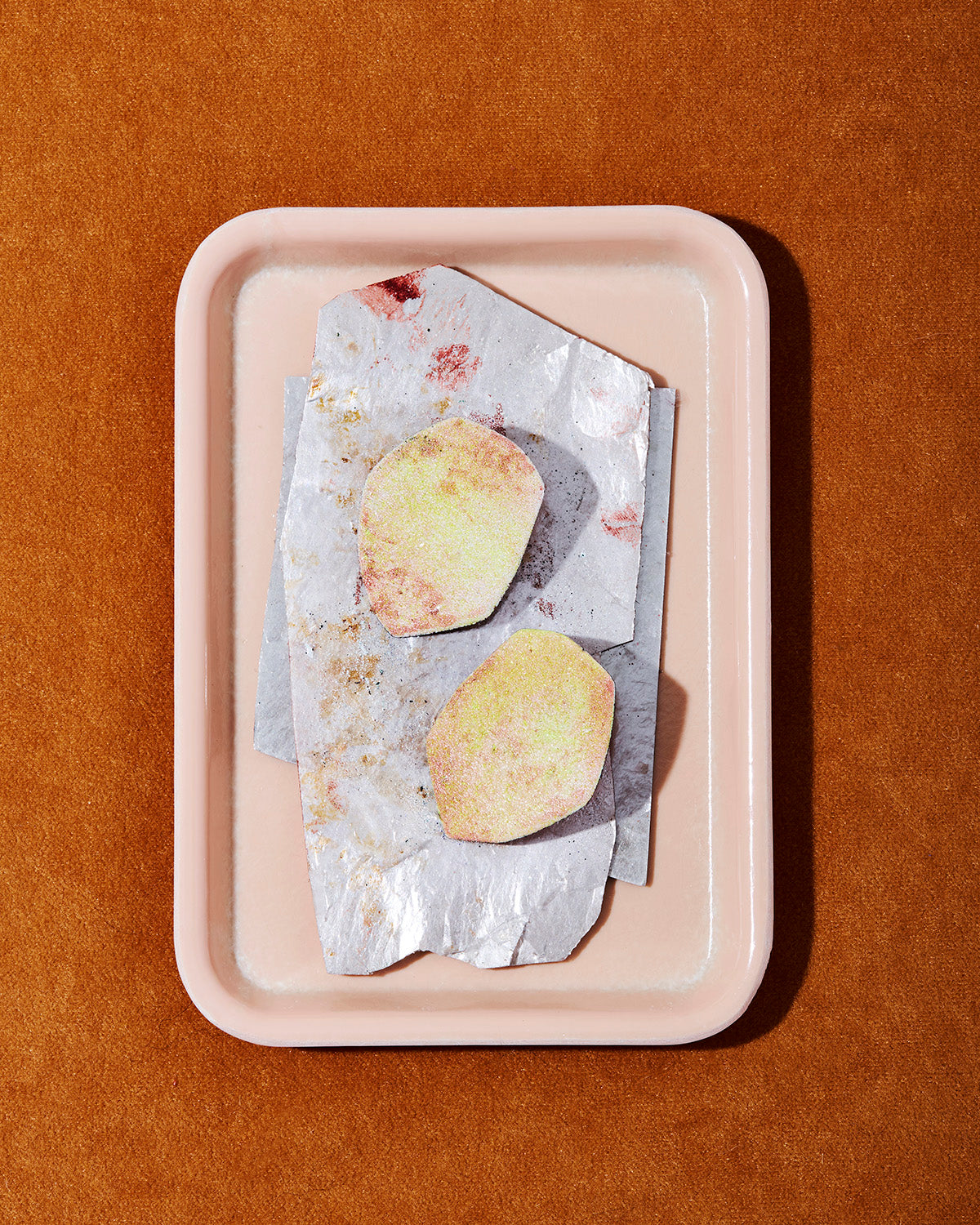 Enamel Palette Studs, Chartreuse+Pink