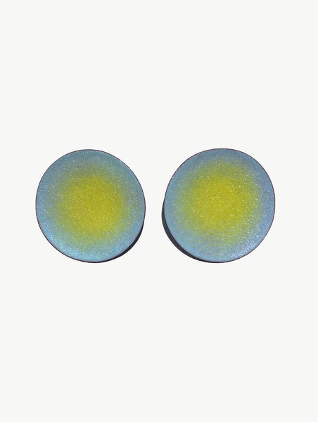 ORB Disc Earring, Yellow to Blue Ombré