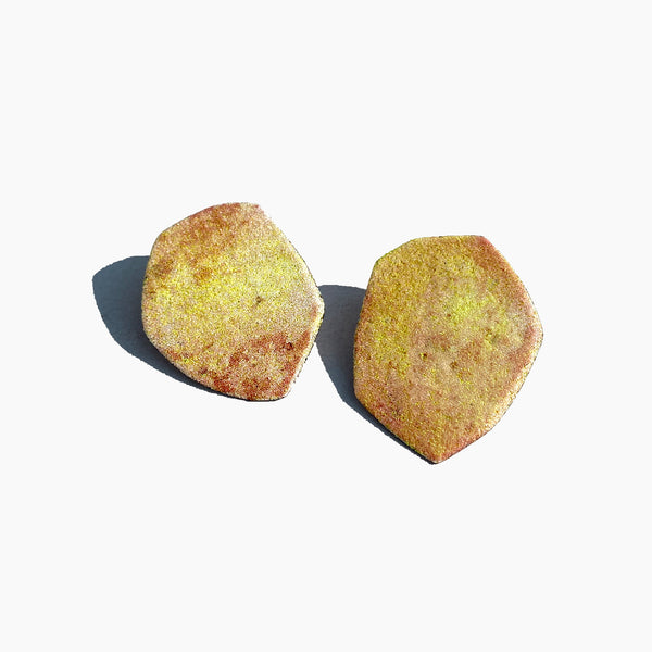 Enamel Palette Studs, Chartreuse+Pink