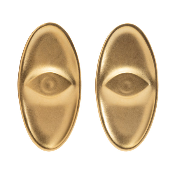 Amulet Earrings,Single Eye, Gold