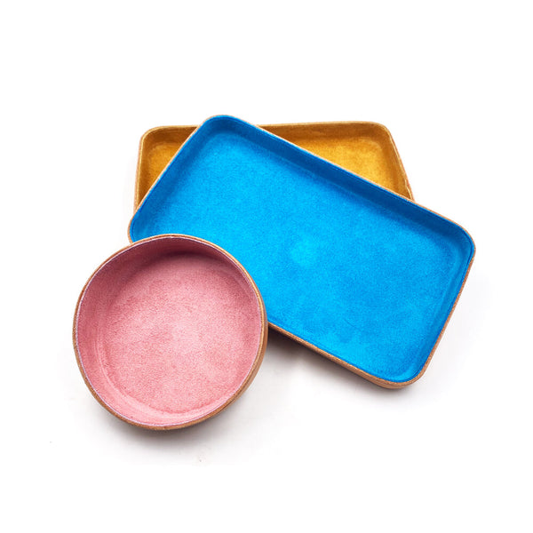 Leather Jewelry Tray, Medium Turquoise Blue