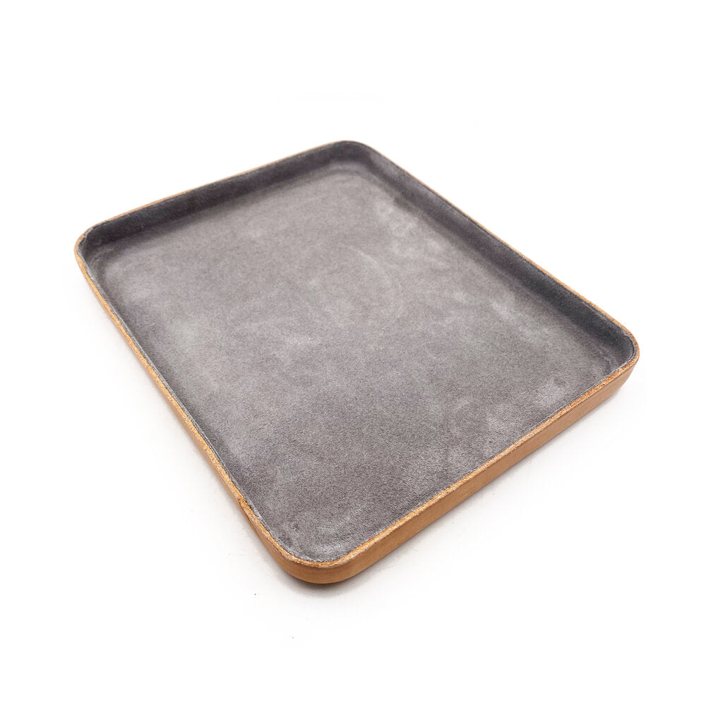 Leather Jewelry Tray, Large Grey