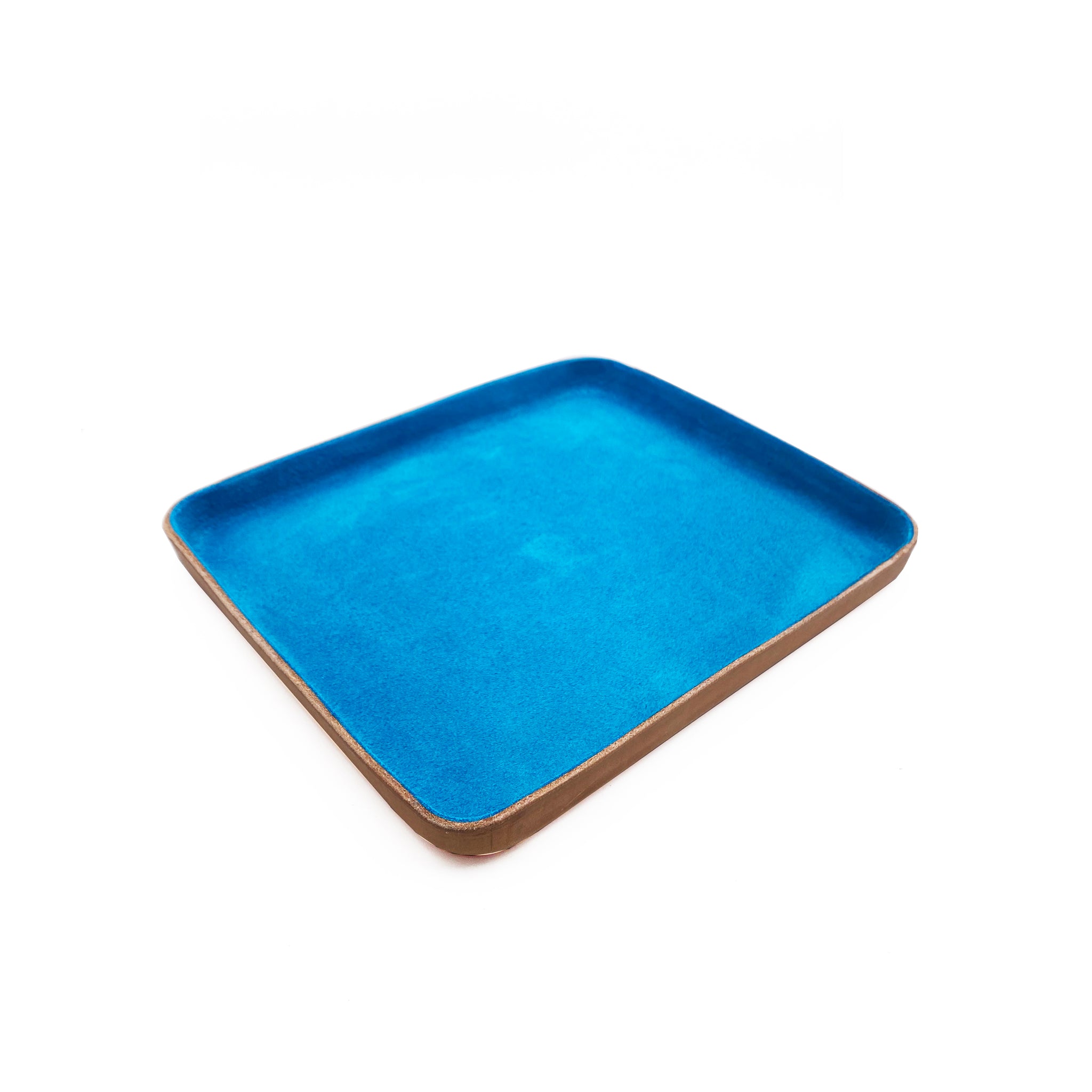 Leather Jewelry Tray, Large, Turquoise Blue