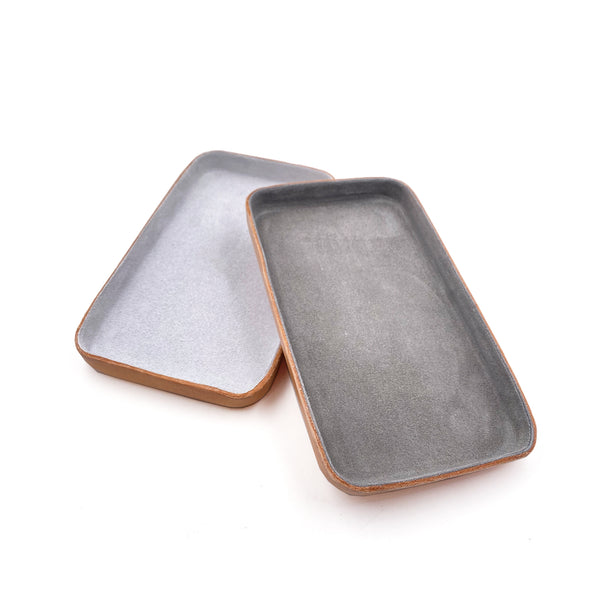 Leather Jewelry Tray, Medium Light Grey