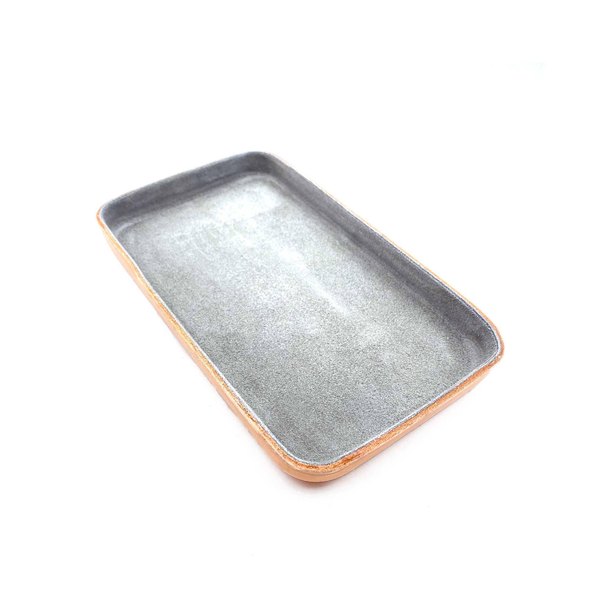Leather Jewelry Tray, Medium Grey