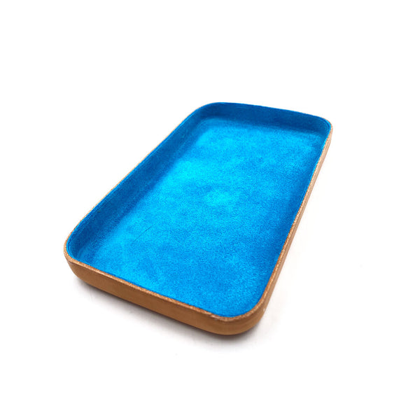 Leather Jewelry Tray, Medium Turquoise Blue