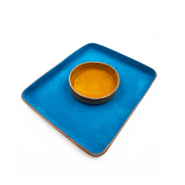 Leather Jewelry Tray, Small Gold