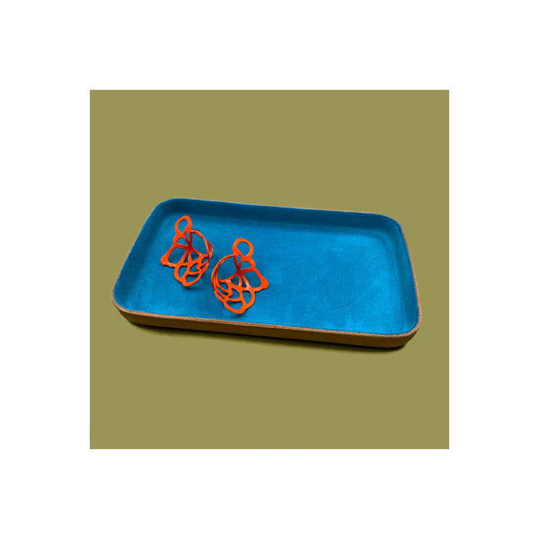 Leather Jewelry Tray, Medium Turquoise Blue